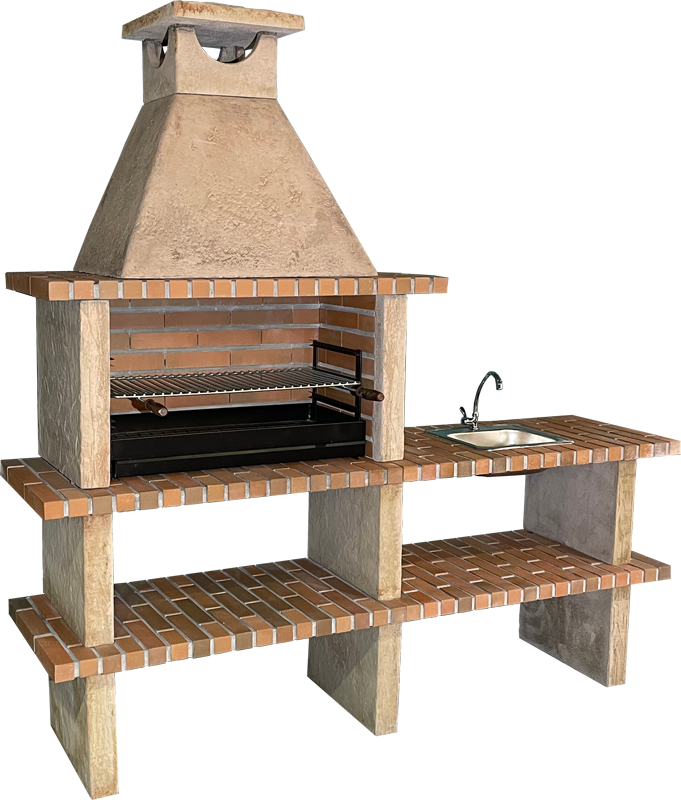 Terra 42 – Barbecue en pierre reconstituée avec grilloir 80 cm et évier au choix
