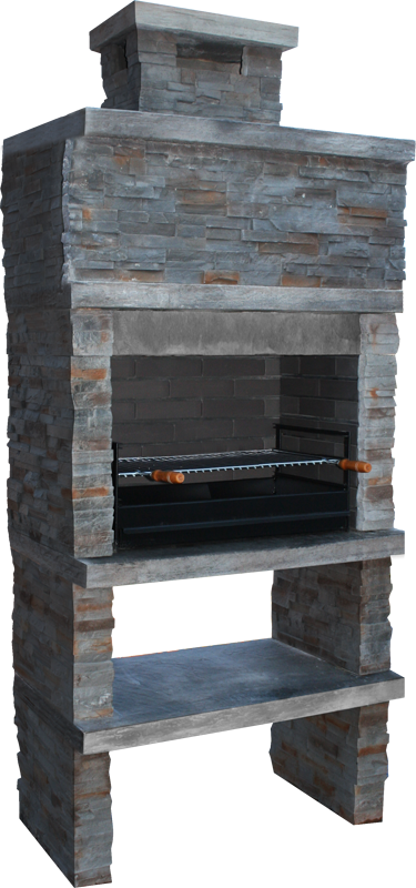 Montara 10 – Barbecue en pierre reconstituée imitation schiste avec grilloir 60 cm (inox en option)