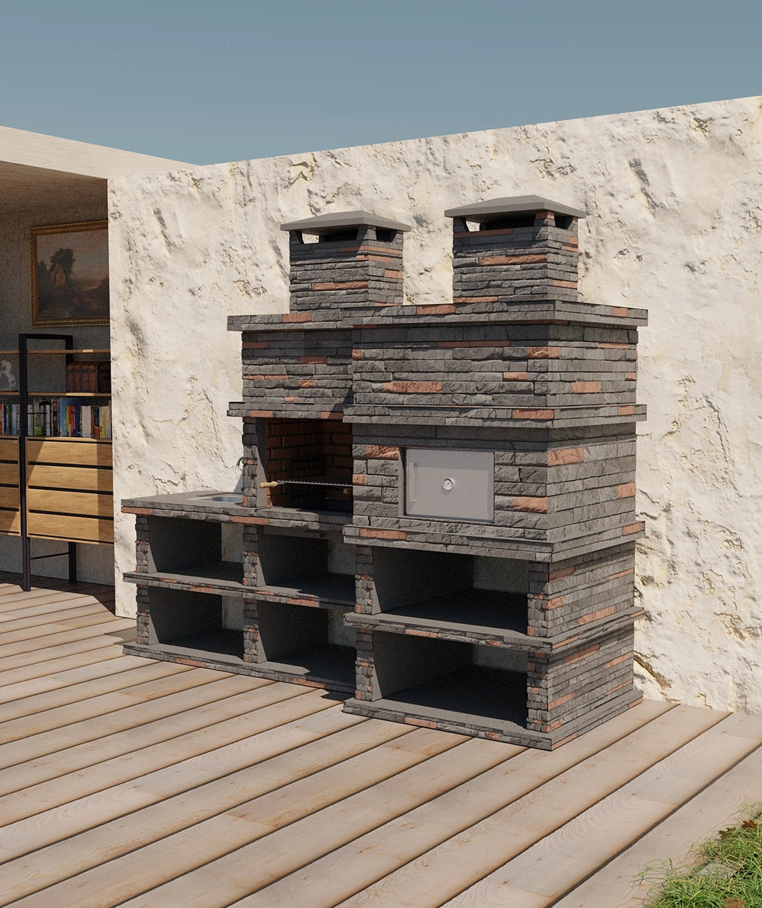 🔥 Barbecue Rocca Four 464 – Avec Four à Bois & Évier Latéral