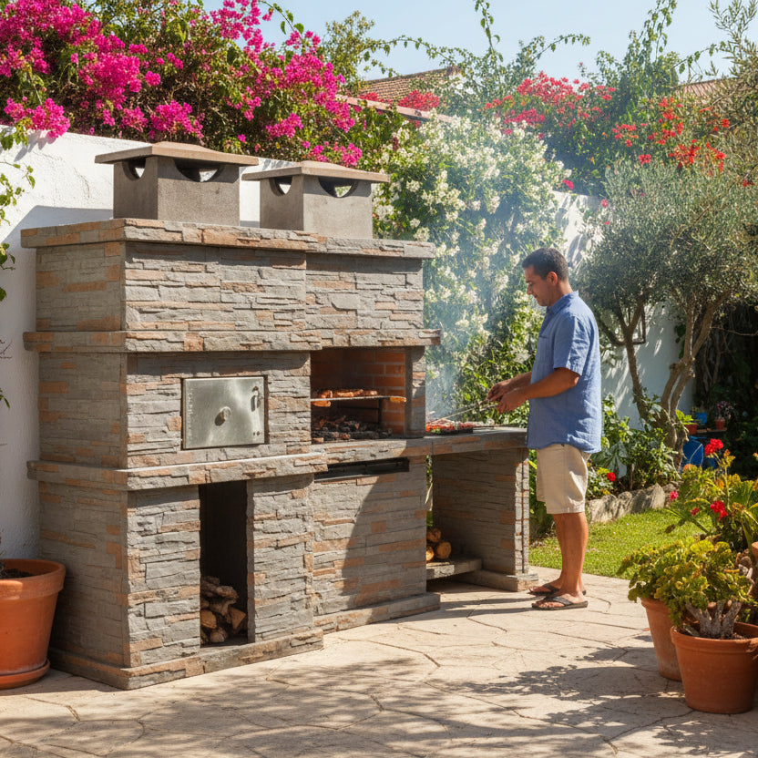 🔥 Rocca Four 474 – Barbecue en Pierre avec Four & Évier Inox