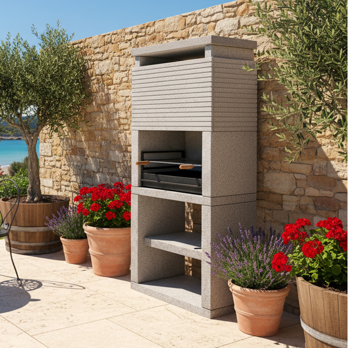 Granito 82 – Barbacoa de granito moderna 90×60×230 cm