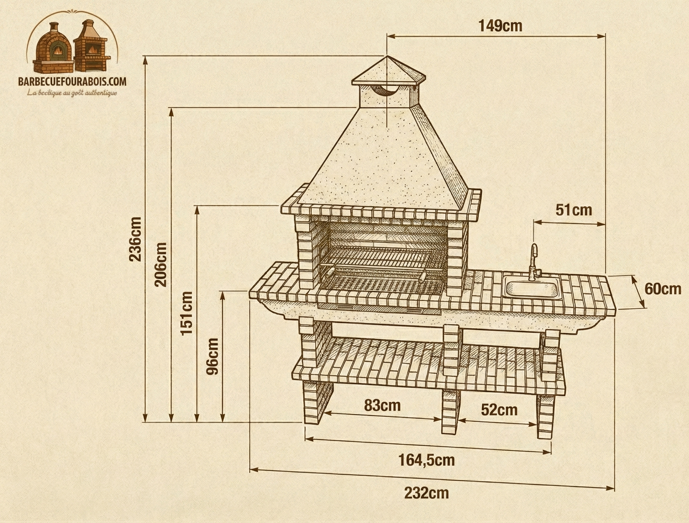 Barbecue en Brique TerraCotto 139 – Avec Évier Intégré