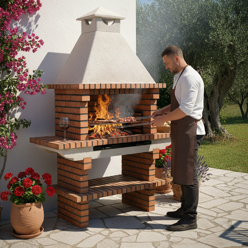 Barbecue en Brique TerraCotto 116 – Double Tablette Latérale