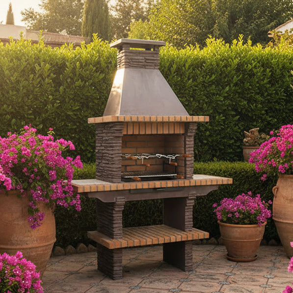 Barbacoa RIVIERA 402 – Piedra reconstituida, chimenea, leña/carbón