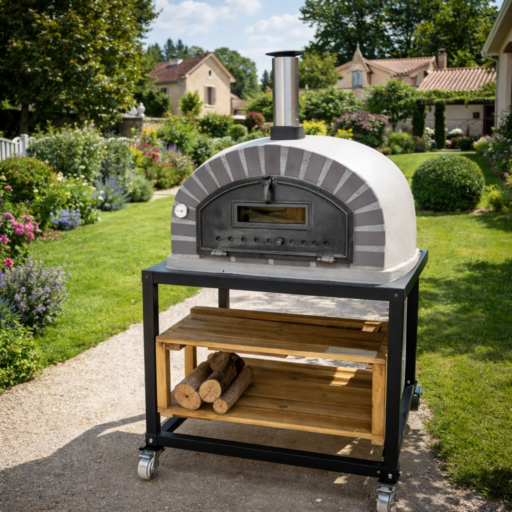 Chariot pour Four à Bois – Support acier à roulettes (90 / 100 / 110 / 120)