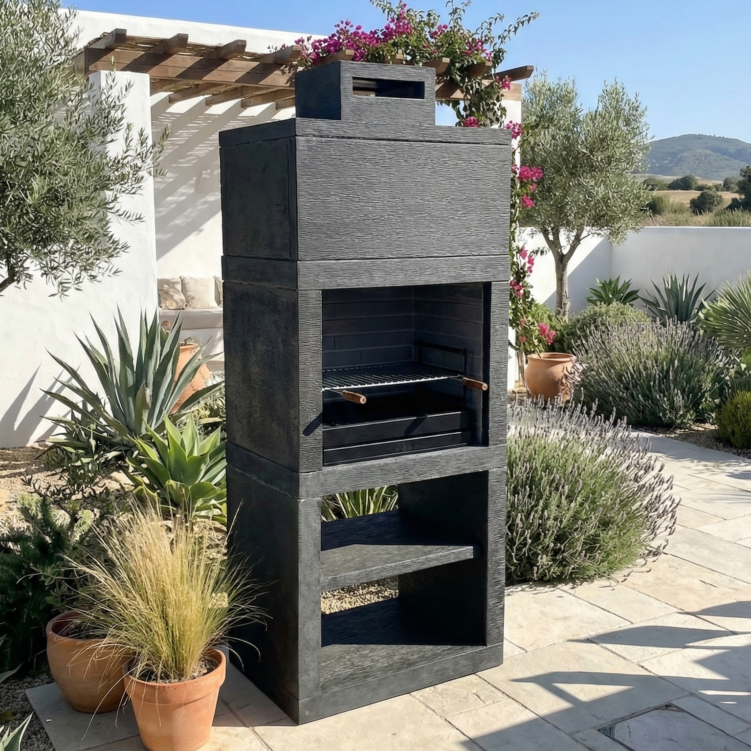 Linea 10 – Barbecue moderne design (4 coloris) avec grilloir acier 60 cm inclus