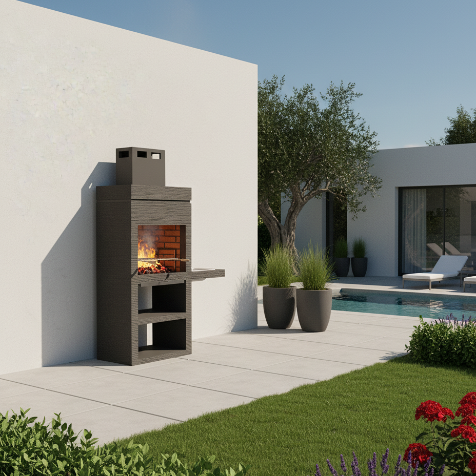 Barbecue Urban 431 – En Pierre Reconstituée avec Rebord Latéral