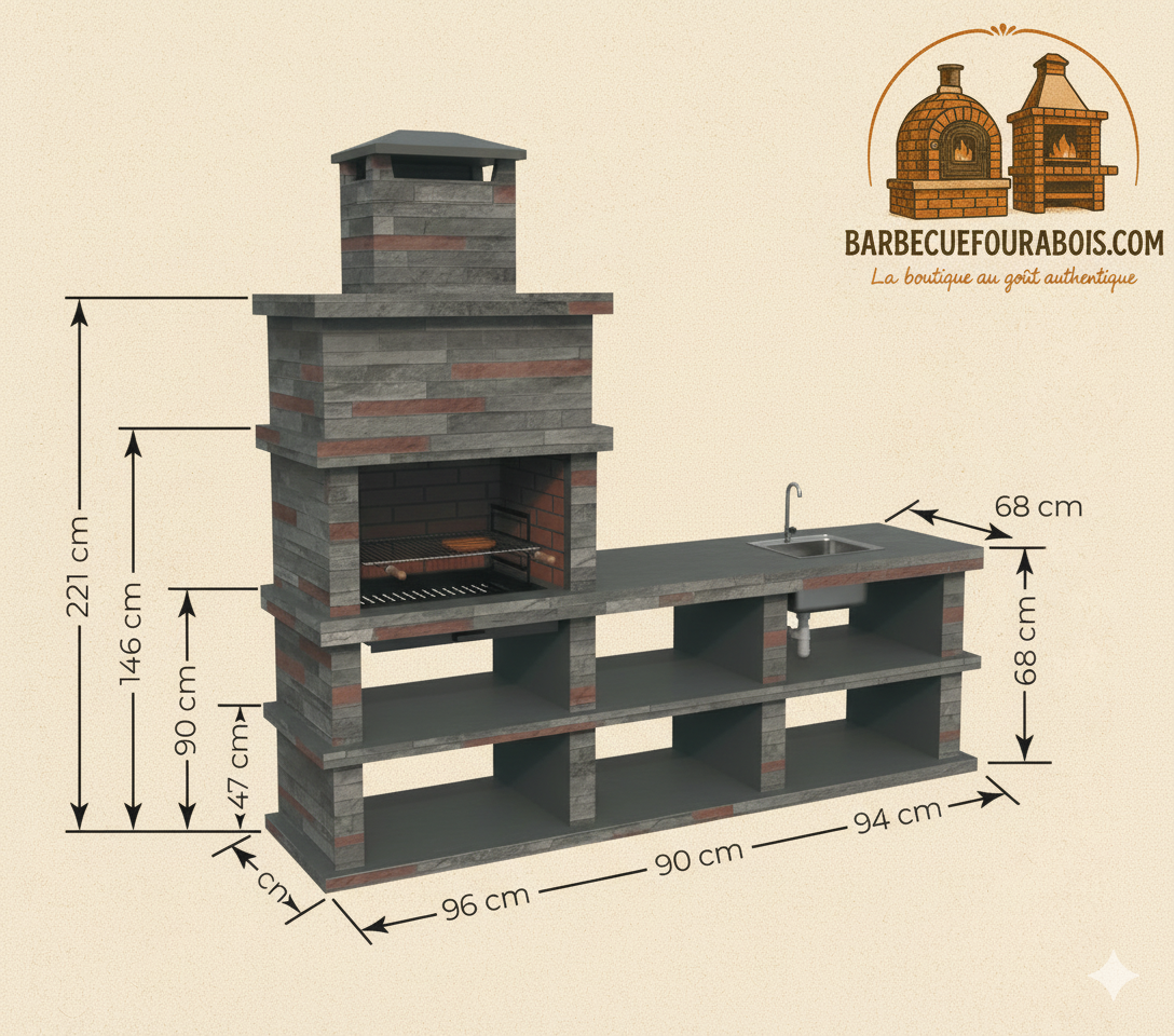 Barbacoa Rocca 461 – Piedra Reconstituida con Módulo Lateral