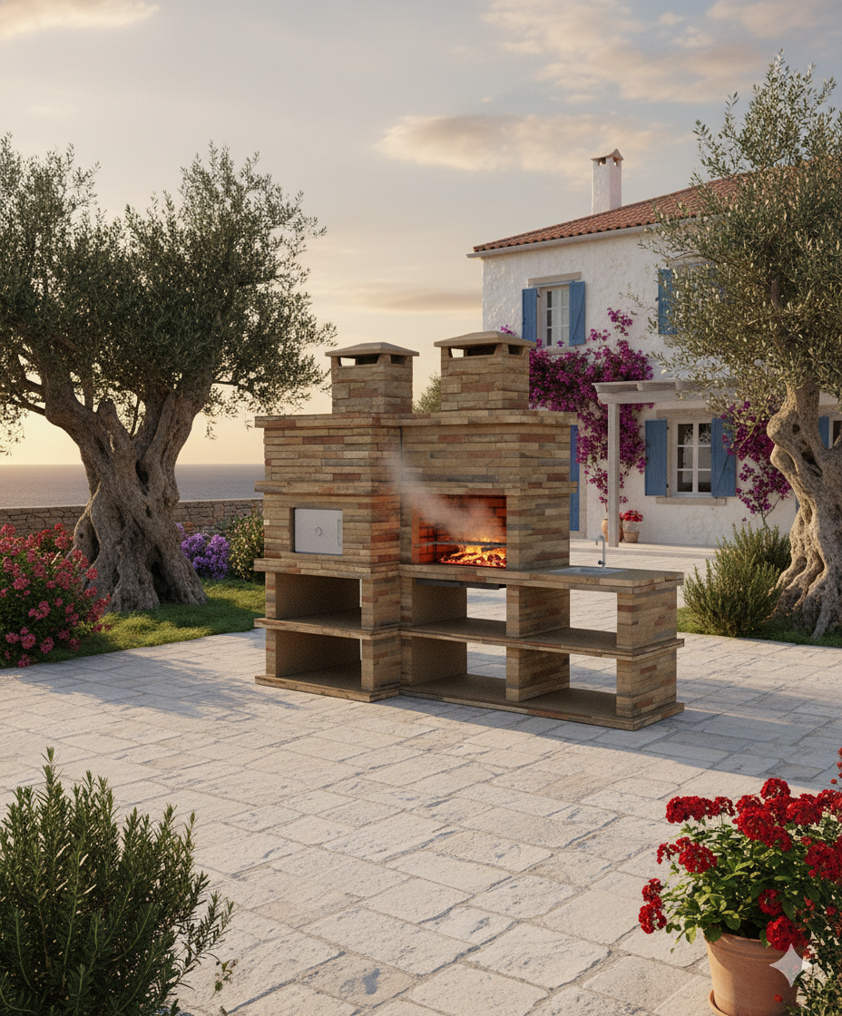 🔥 Barbecue Rocca Four 464 – Avec Four à Bois & Évier Latéral