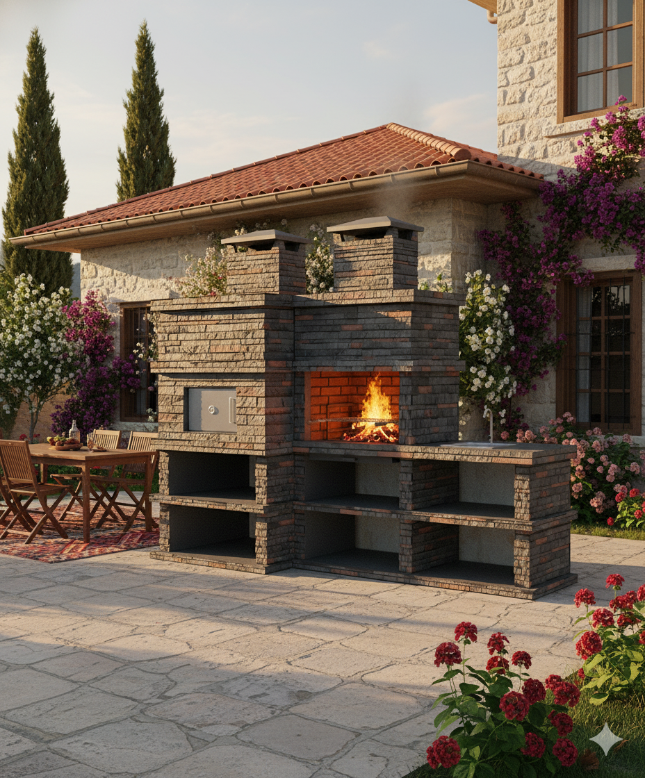 🔥 Barbecue Rocca Four 464 – Avec Four à Bois & Évier Latéral