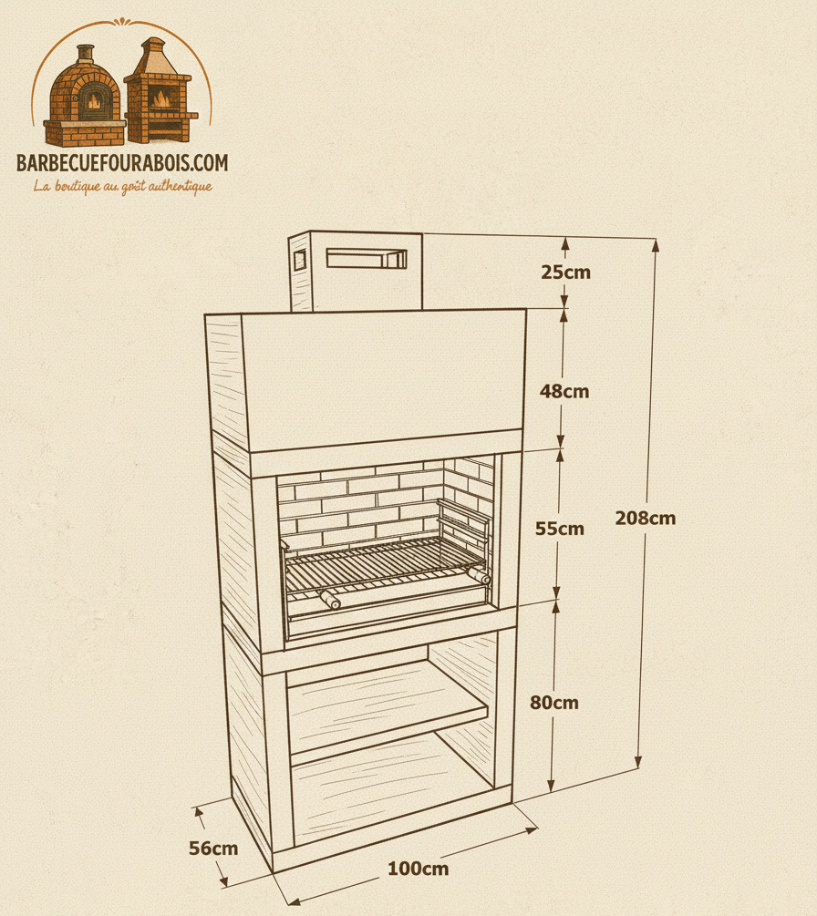 Linea 25 – Barbecue moderne design (4 coloris) avec grilloir acier 80 cm inclus