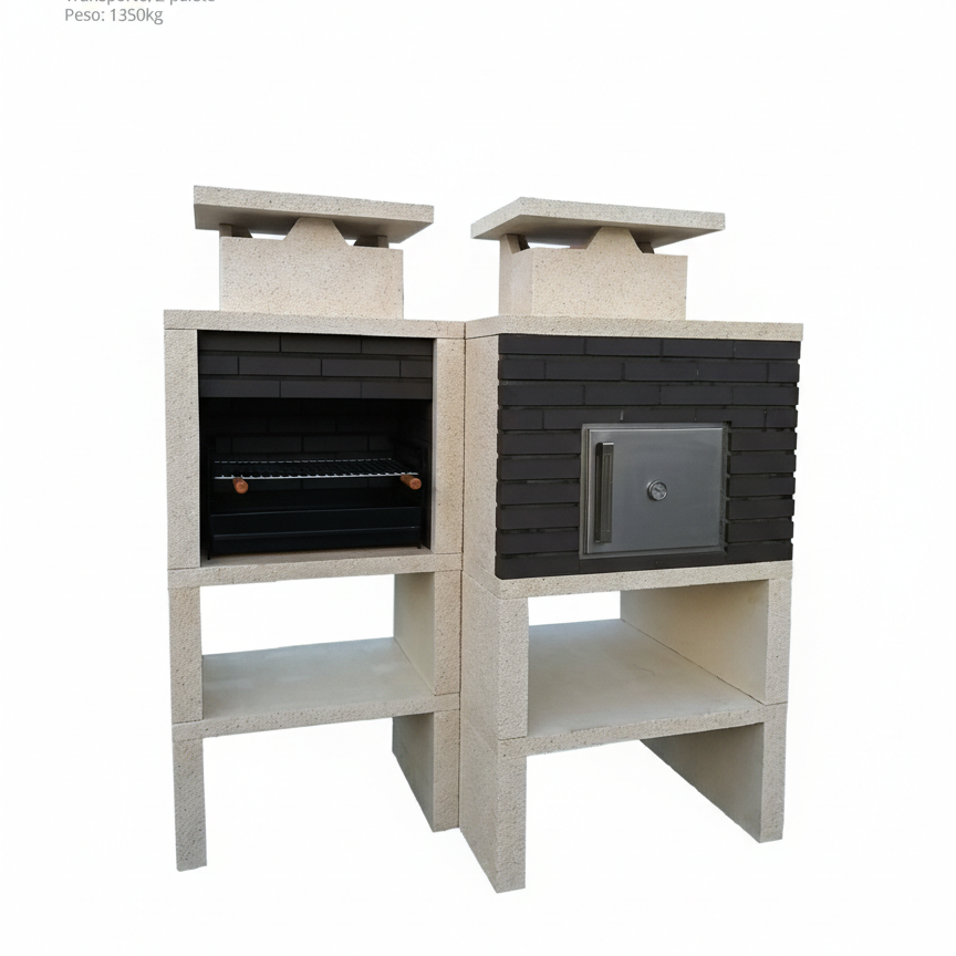 Nexa 612 – Barbecue & Four Ø75 cm – Grill 60×40 cm (briques grises en option)