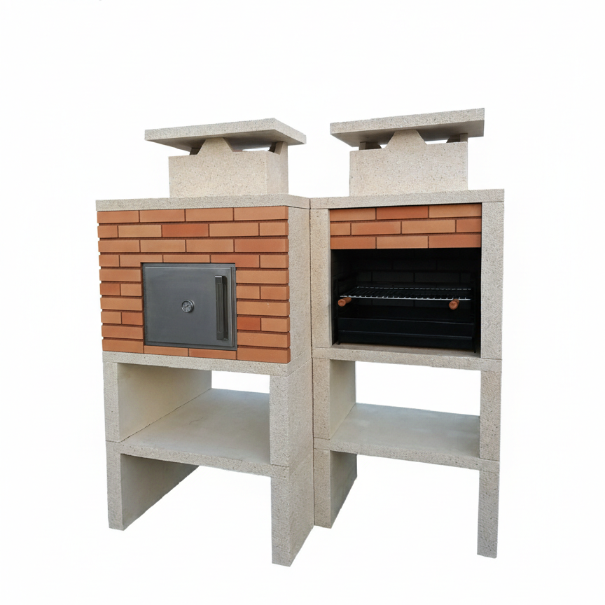 Nexa 612 – Barbecue & Four Ø75 cm – Grill 60×40 cm (briques grises en option)
