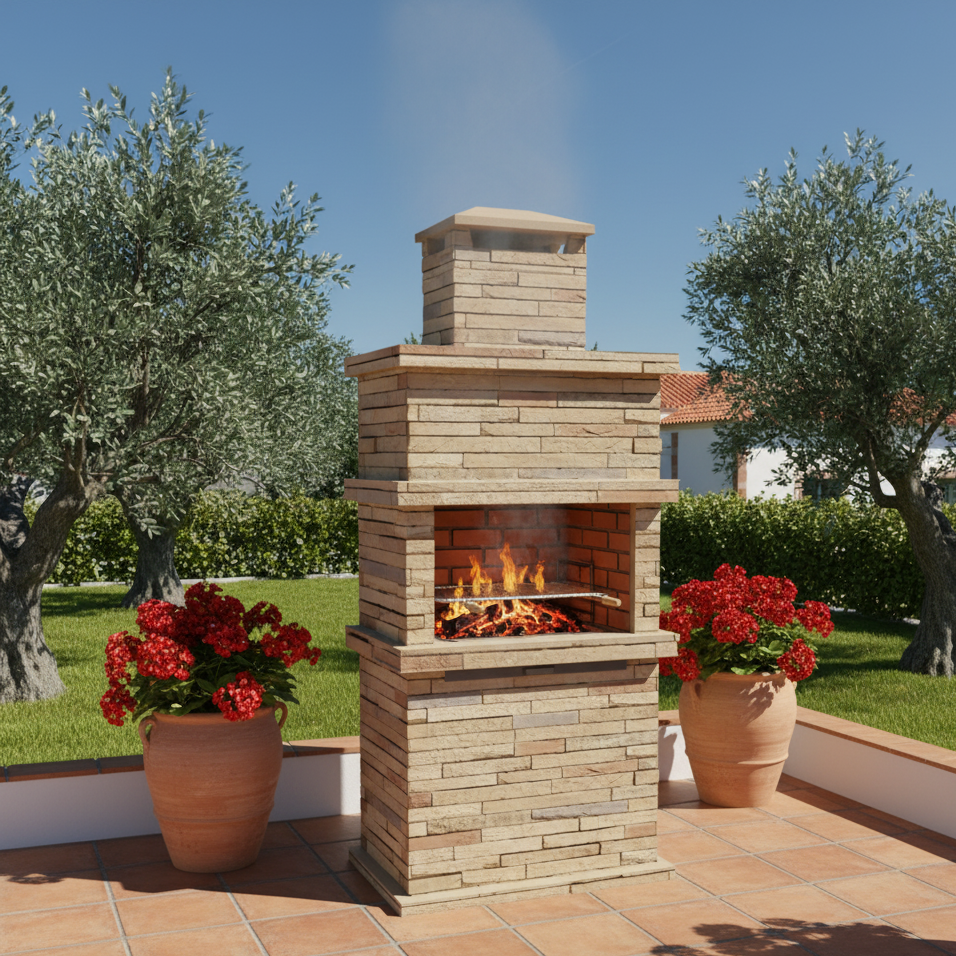 Barbecue en Pierre Reconstituée Rocca 470 – Design Massif & Rusticité Méditerranéenne