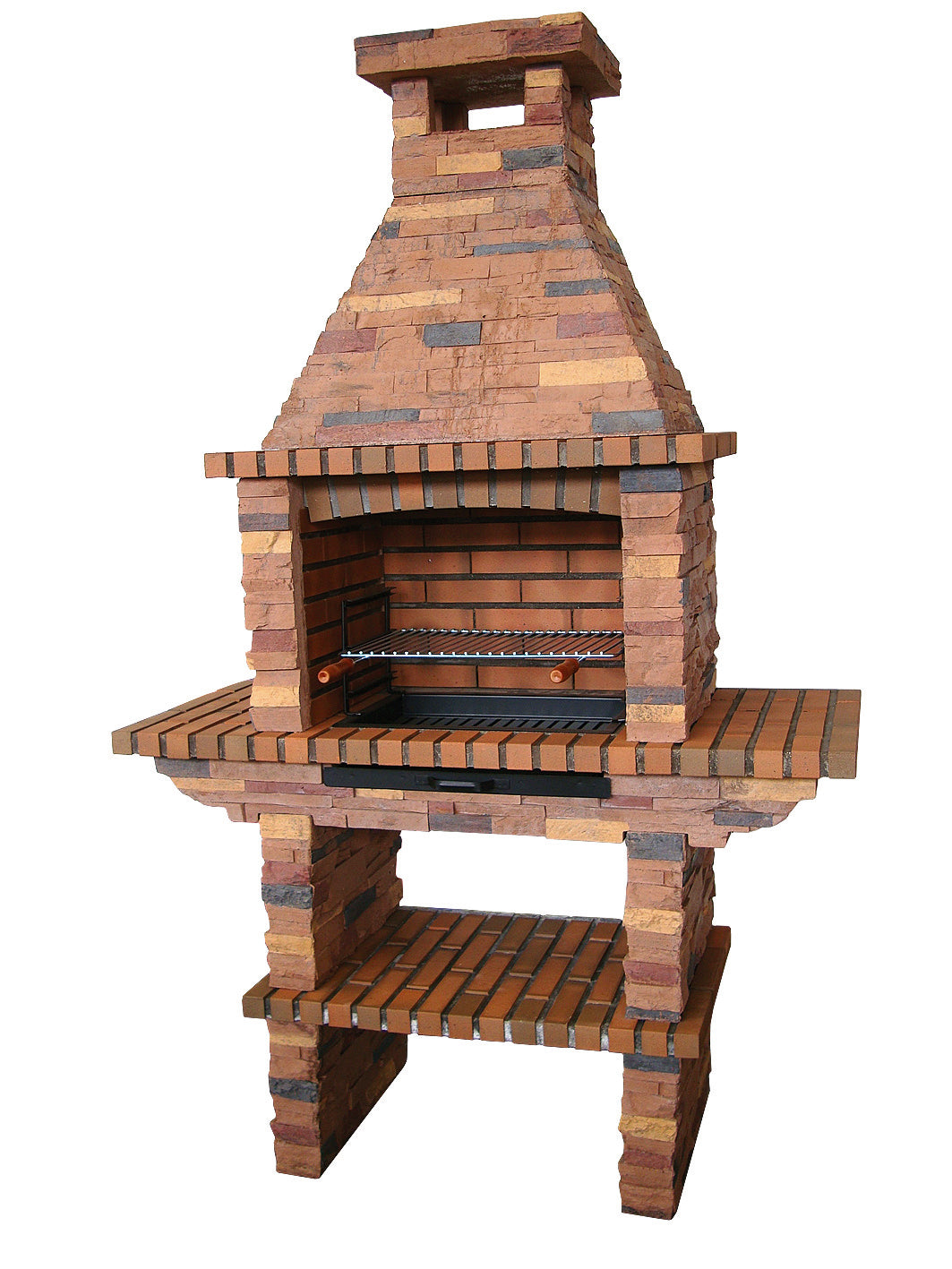 Rustika 203 – Barbacoa de piedra reconstruida de gran formato con parrilla empotrable (3 niveles) – Acero inoxidable opcional