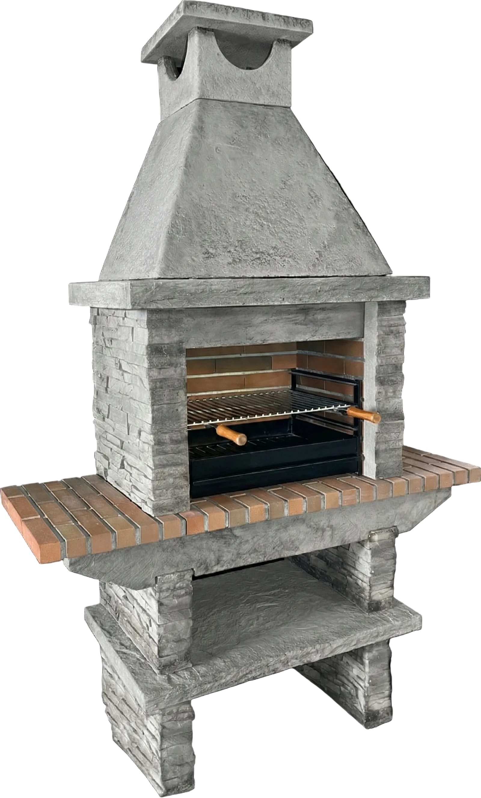 Basalto 260 – Barbecue pierre reconstituée schiste avec tablettes latérales (Gris ou Marron) – Grilloir 60 cm