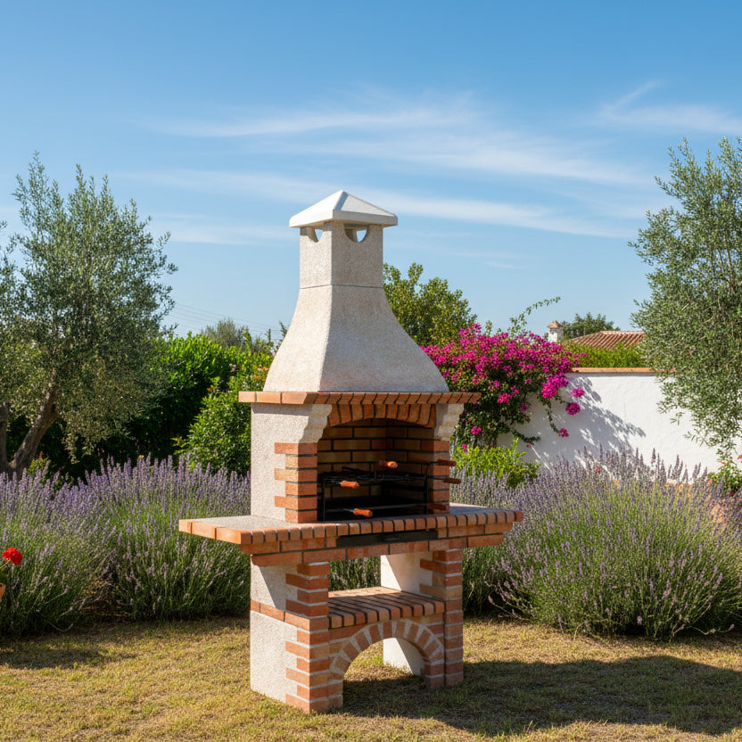 Calabria 207 – Barbecue traditionnel brique & pierre reconstituée – grilloir 60 cm
