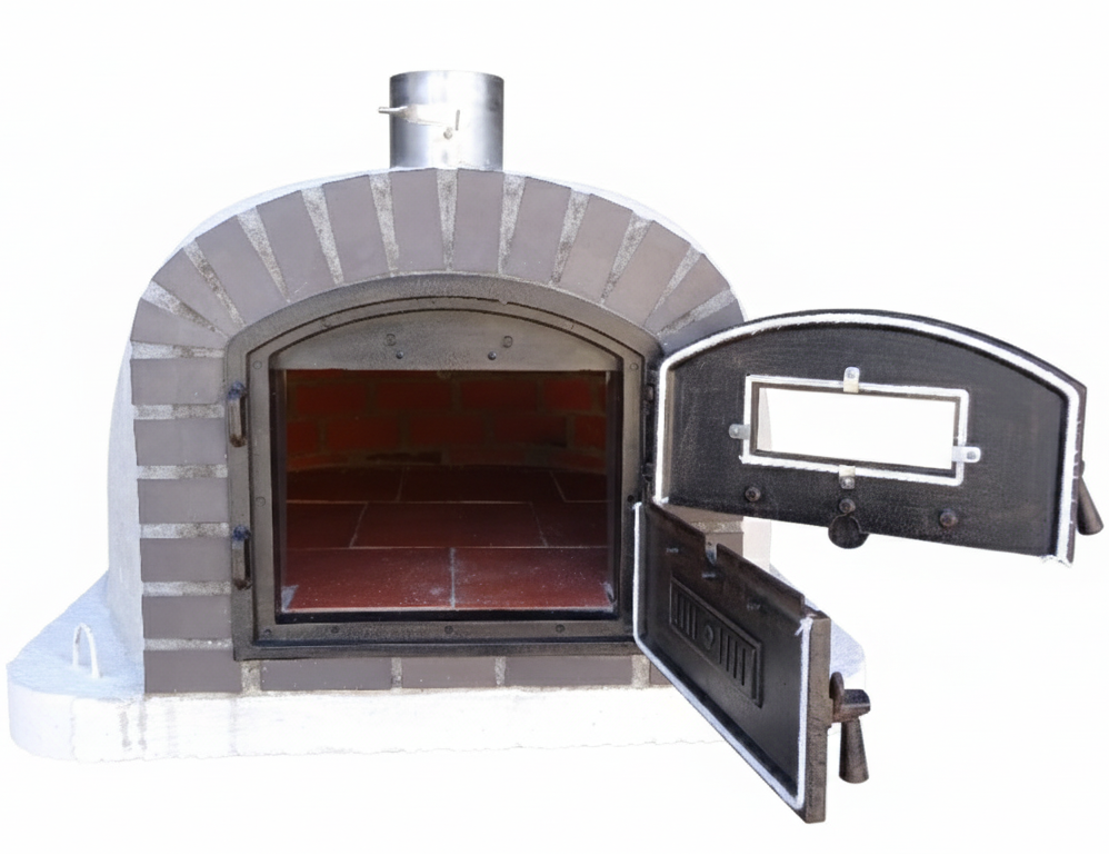 Four à Bois BRACIARO 120 cm – Four à Pizza & Rôtisserie Brique Grise