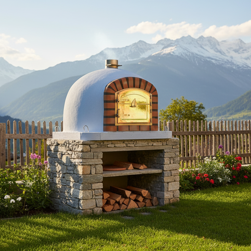 Horno de Leña CENTORO 110 cm – Horno de Pizza Tradicional con Chimenea Central