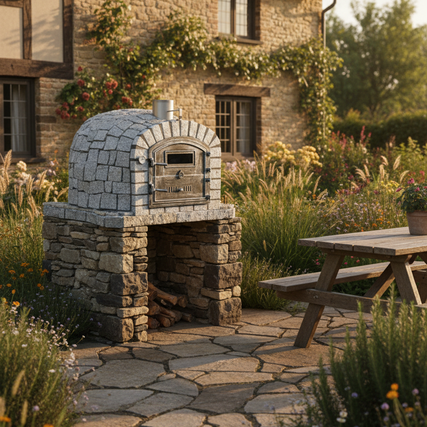 Four à Bois NERO 100 cm – Finition Pierre de Granit Naturelle