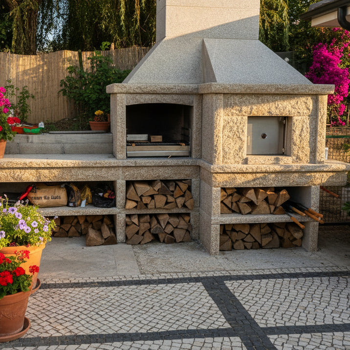 Granito 17 – Cuisine extérieure en granit brut avec four & évier (grilloir 70 cm)