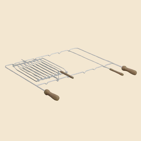 Grille Double BBQ Manches Bois – Poisson & Grillades – Acier ou Inox (Brava/Rivieira/Rocca/Urban)