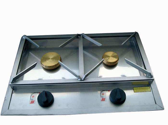 Plaque de cuisson à gaz encastrable en inox – Grille amovible (à intégrer au barbecue)