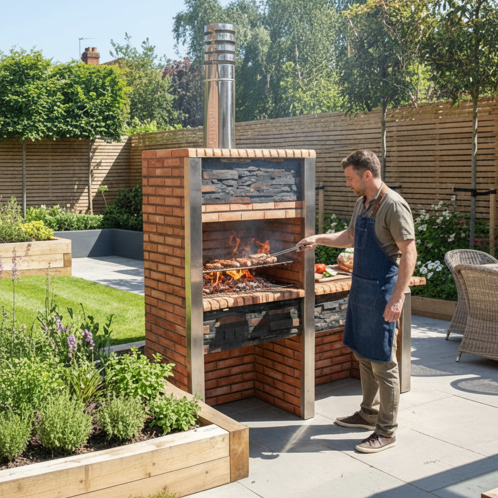 Inoxa 304 – Barbecue luxe en pierre reconstituée avec plan de travail – grill 80×38