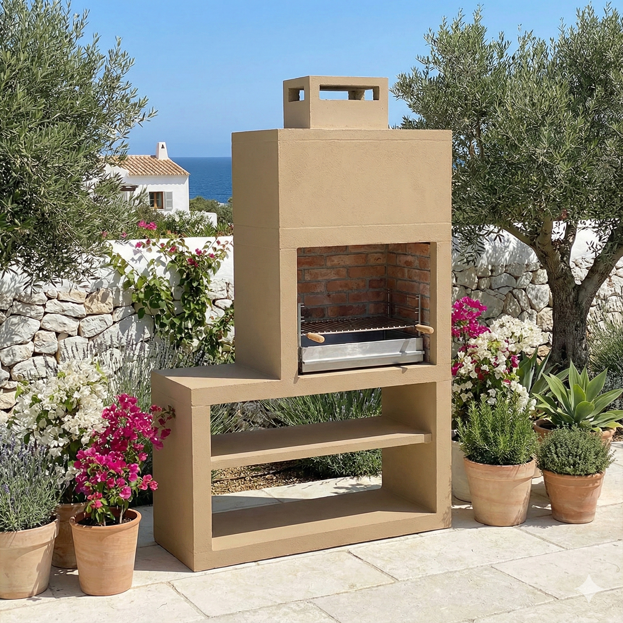 Linea 12 – Barbecue moderne avec module latéral (4 coloris) – grilloir acier 60 cm inclus