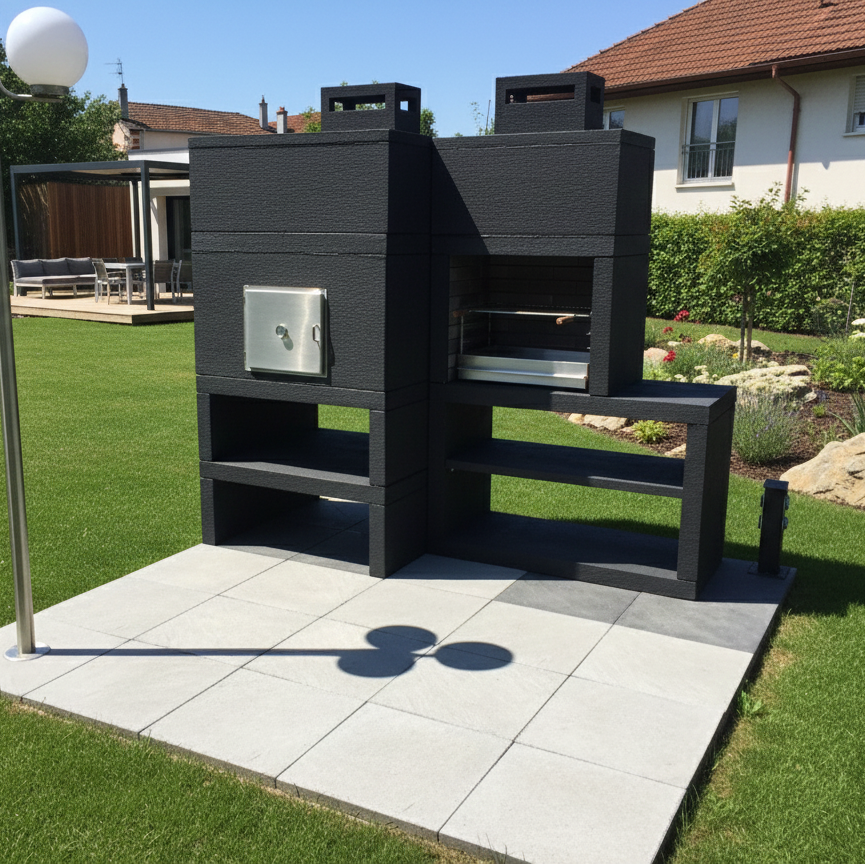 Linea 12F – Barbecue Moderne Modulaire avec Four Ø80 & Grilloir 60 cm