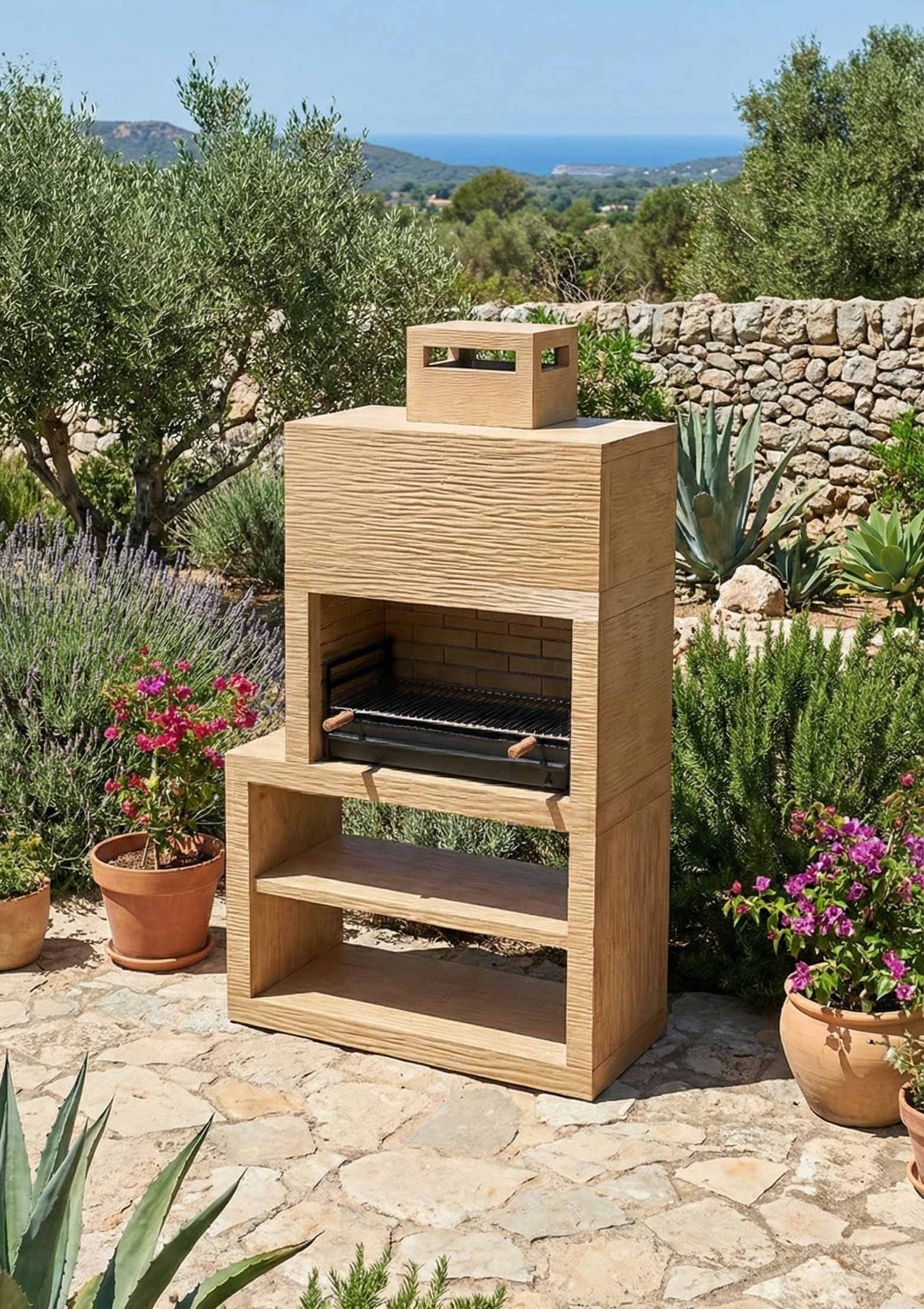 Linea 13 – Barbecue moderne avec module latéral (4 coloris) – grilloir acier 80 cm inclus
