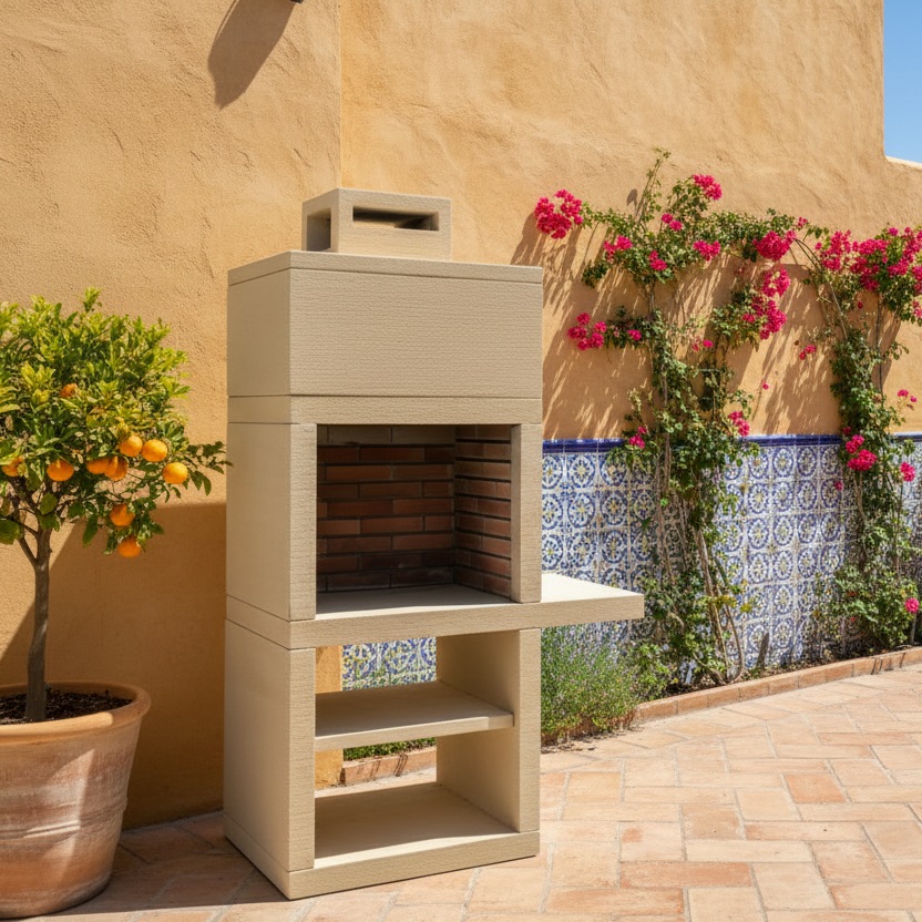 Linea 15 – Barbecue moderne avec tablette latérale (4 coloris) – grilloir acier 60 cm inclus