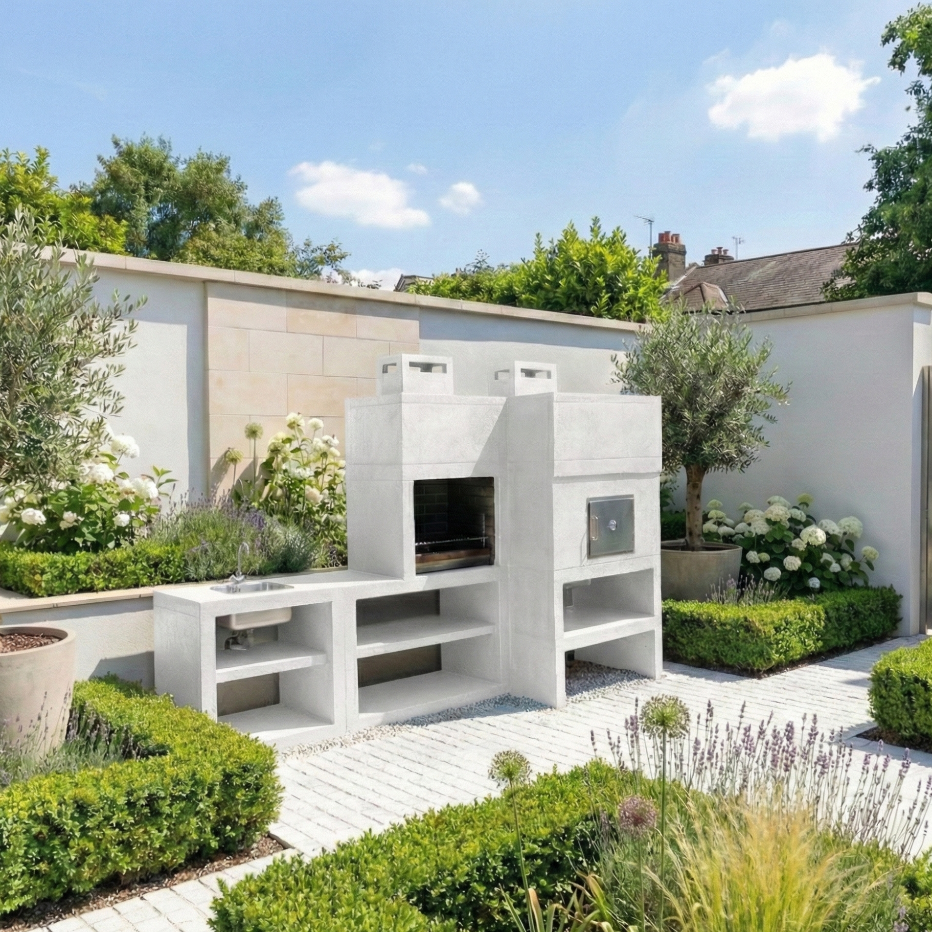 Linea 30F – Cuisine extérieure modulaire avec Four Ø80 cm, Grill 60 cm & module évier (optionnel)