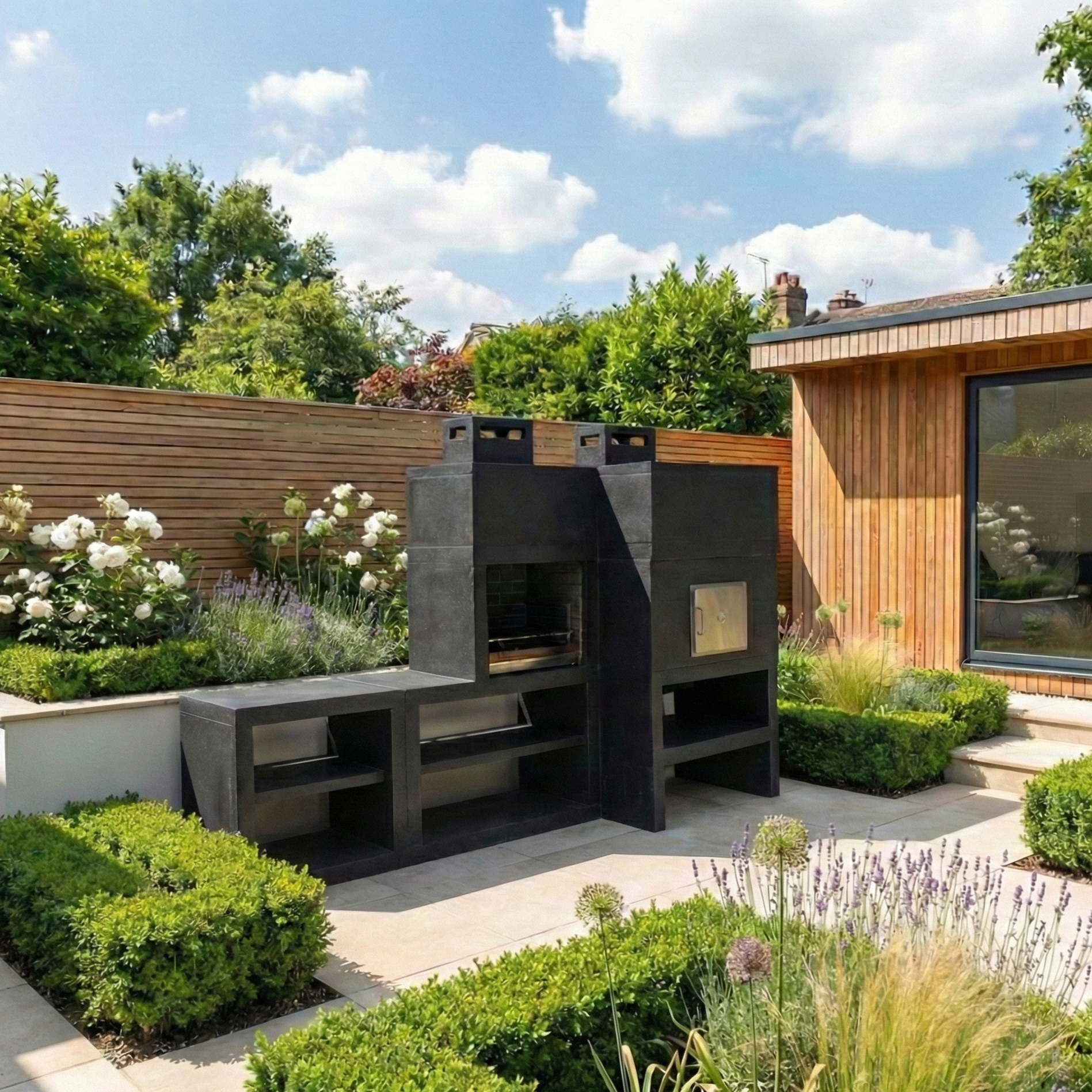 Linea 30F – Cuisine extérieure modulaire avec Four Ø80 cm, Grill 60 cm & module évier (optionnel)