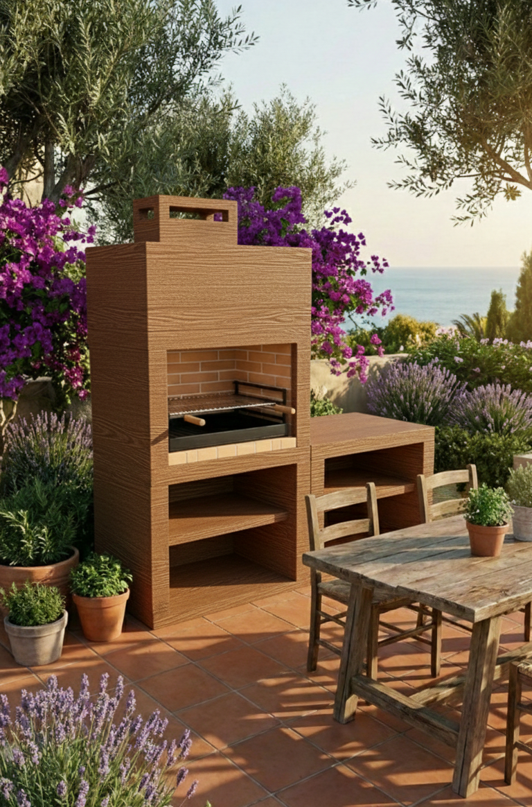Linea 40 – Cuisine extérieure moderne 160 cm avec module (évier optionnel) – grilloir 60 cm