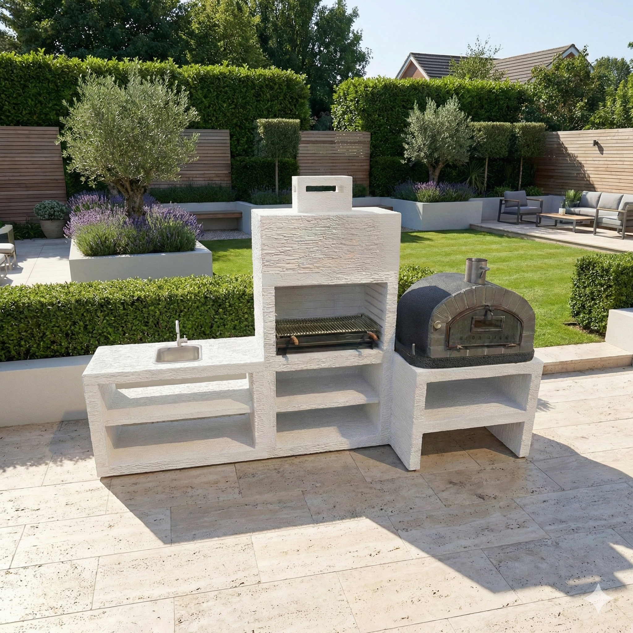 Linea 71F – Cuisine extérieure modulaire avec grill 80 cm + banc four 100×100 (évier optionnel)