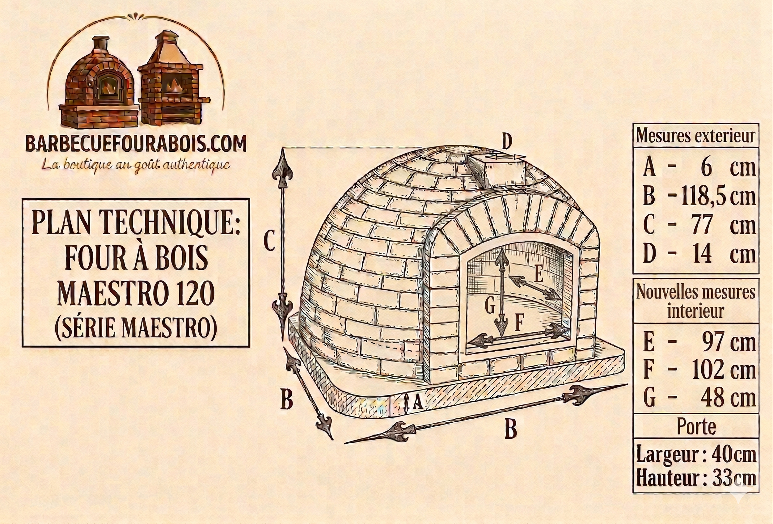 Four à Bois Maestro 120 cm – Four à Pizza & Rôtisserie Haut de Gamme