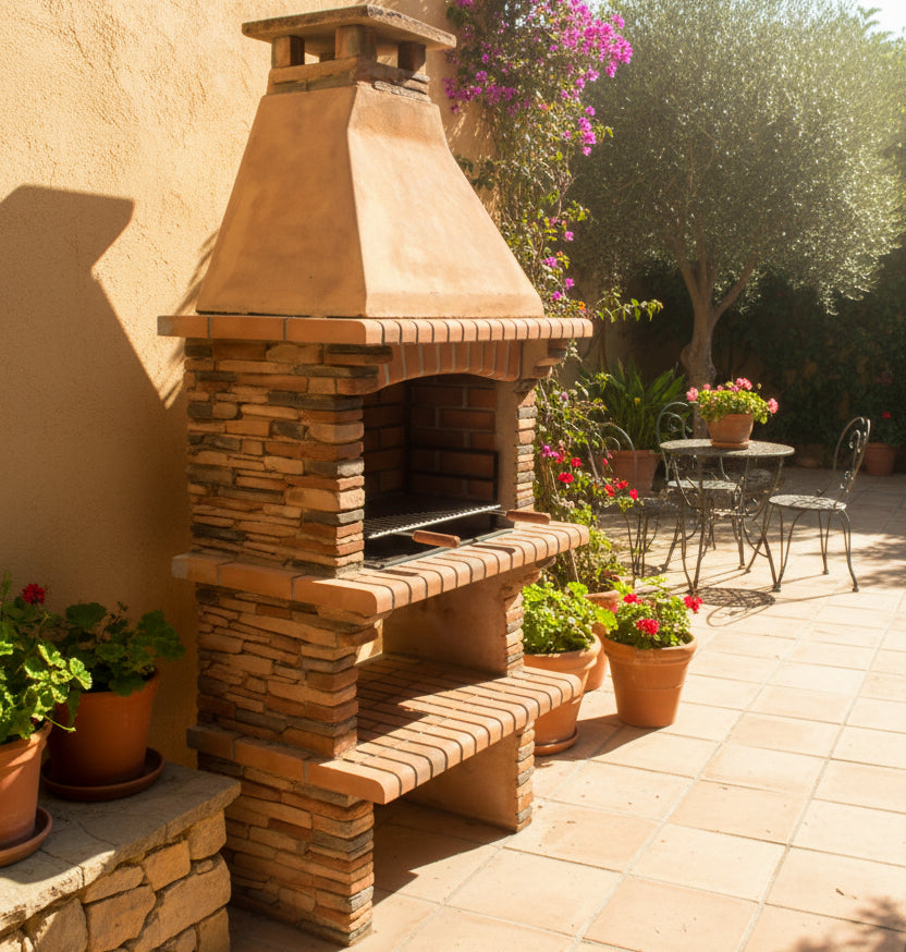 Barbecue Rivieira 400 en Pierre Reconstituée – Grilloir Réglable, Style Méditerranéen