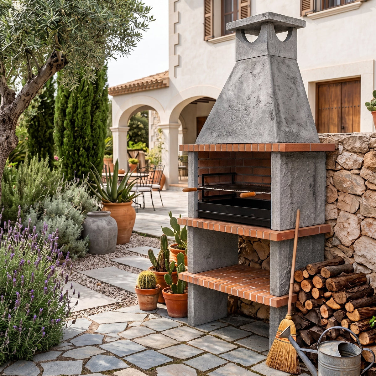 Terra 25 – Barbecue en pierre reconstituée avec grilloir 80 cm (inox en option)