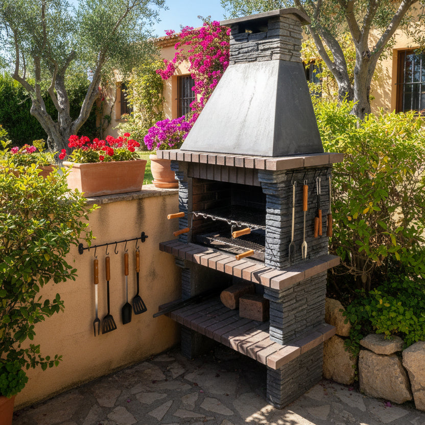 Barbacoa RIVIERA 402 – Piedra reconstituida, chimenea, leña/carbón