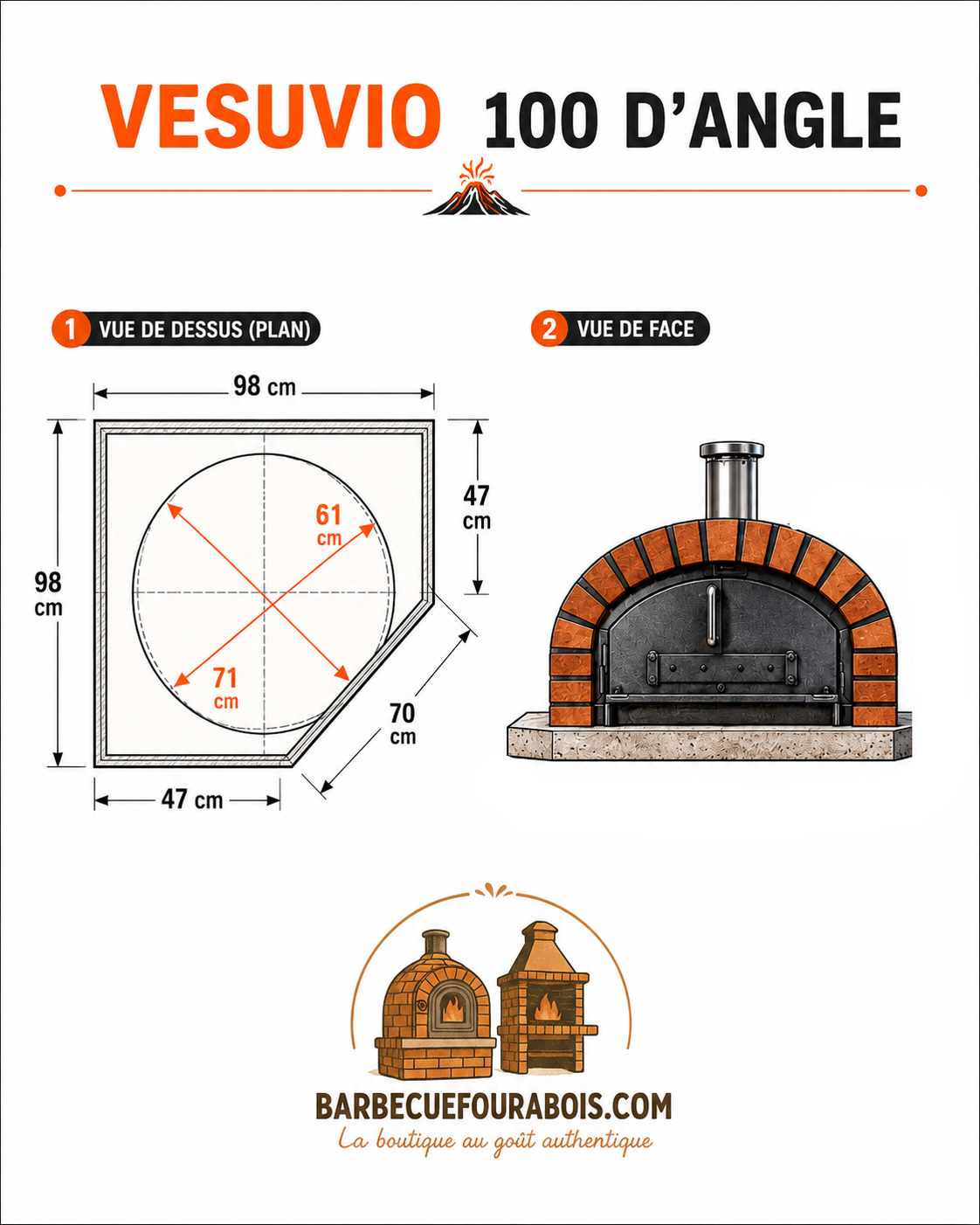 Horno de leña Vesuvio 100 cm – Horno de pizza auténtico