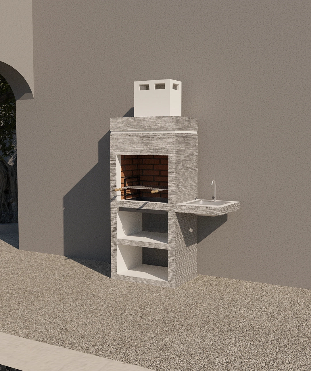 Barbecue Urban 431 – En Pierre Reconstituée avec Rebord Latéral