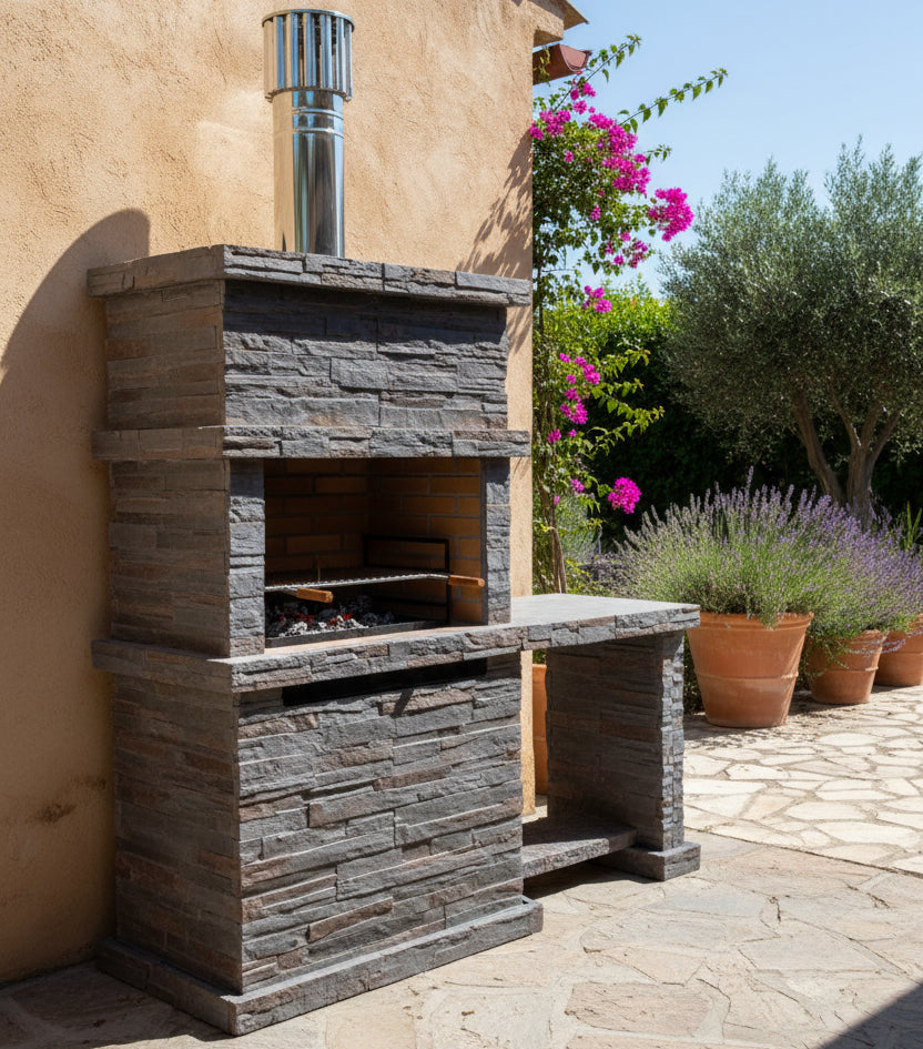 Barbecue en Pierre Reconstituée Rocca 471 – Avec Évier | Marron / Gris