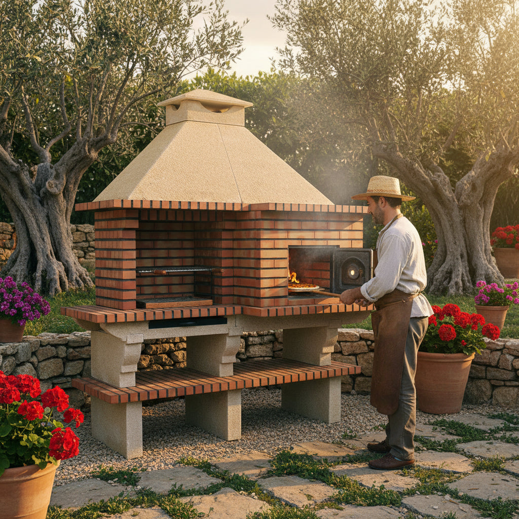 Barbacoa de Ladrillo TerraCotto 124 – Con Horno de Leña Ø75 cm