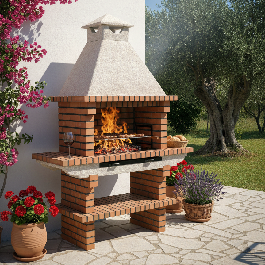 Barbecue en Brique TerraCotto 116 – Double Tablette Latérale