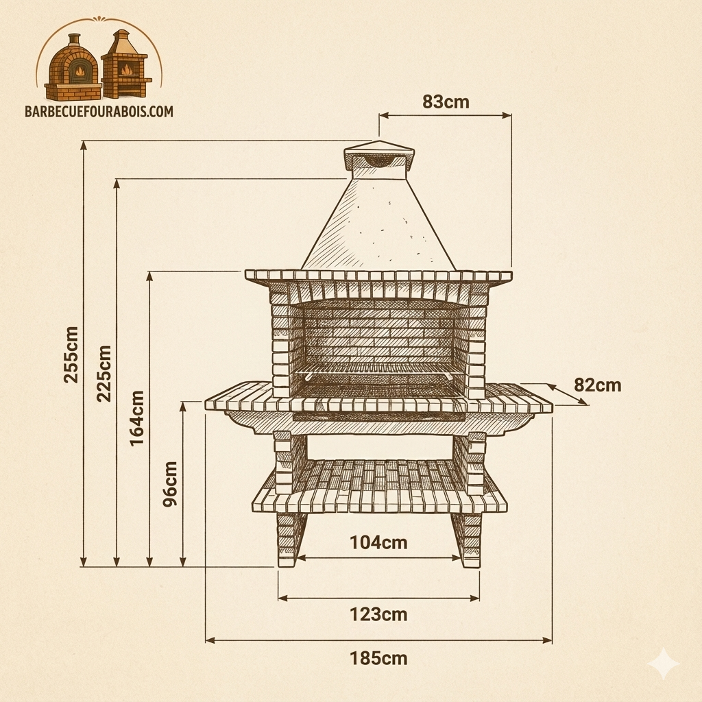 Barbecue en Brique TerraCotto 173 – Grand Foyer 100×60 cm