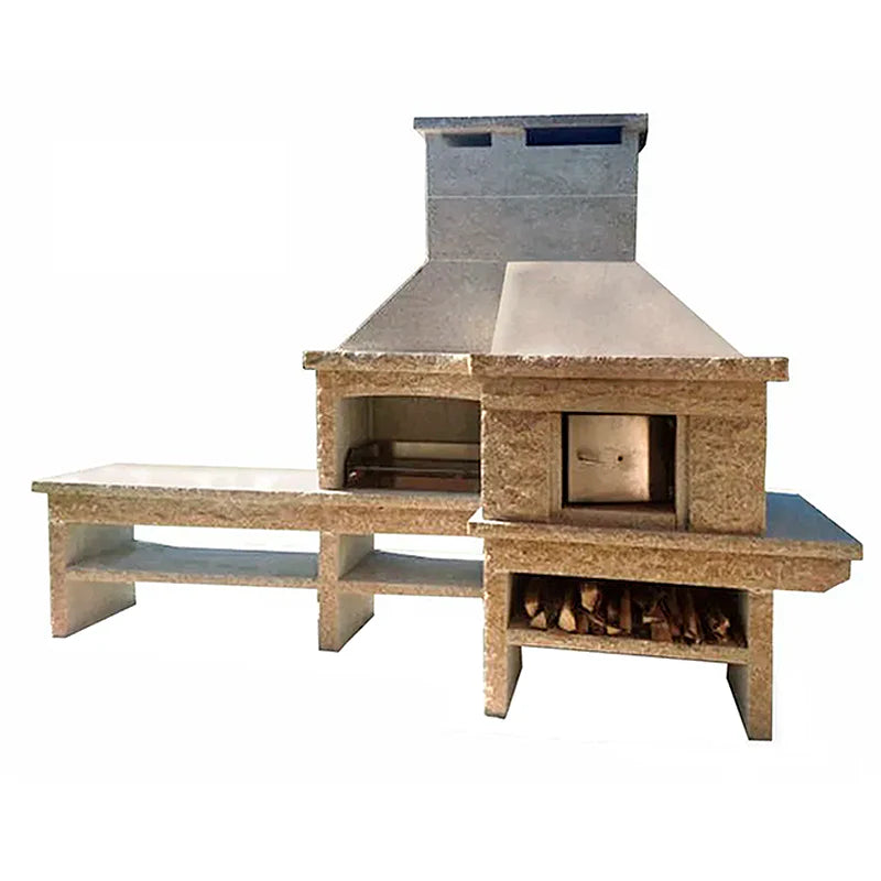 Granito 17 – Cocina exterior de granito en bruto con horno y fregadero (parrilla de 70 cm)