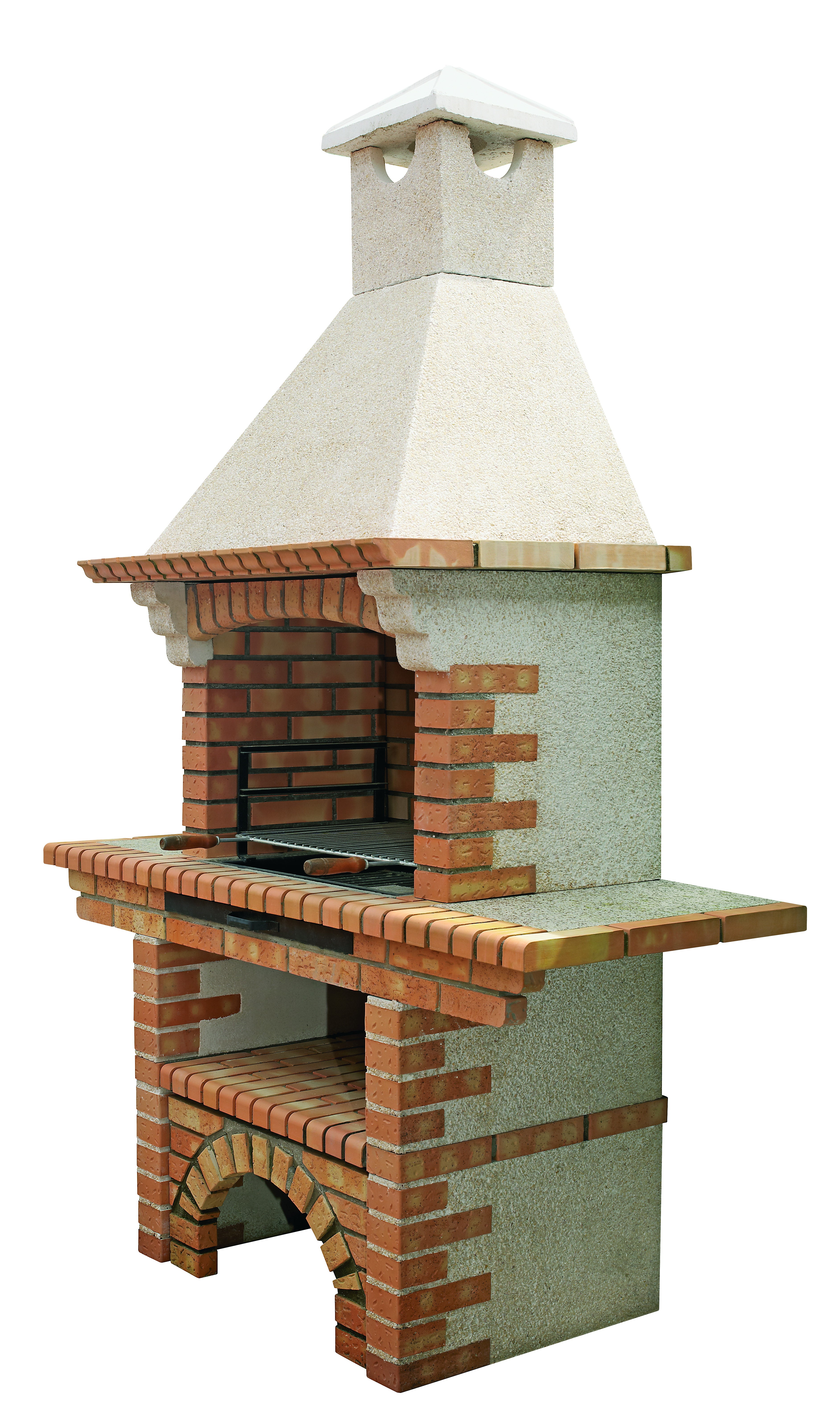 Calabria 206G – Barbecue traditionnel brique & pierre reconstituée avec tablette – grilloir 70 cm