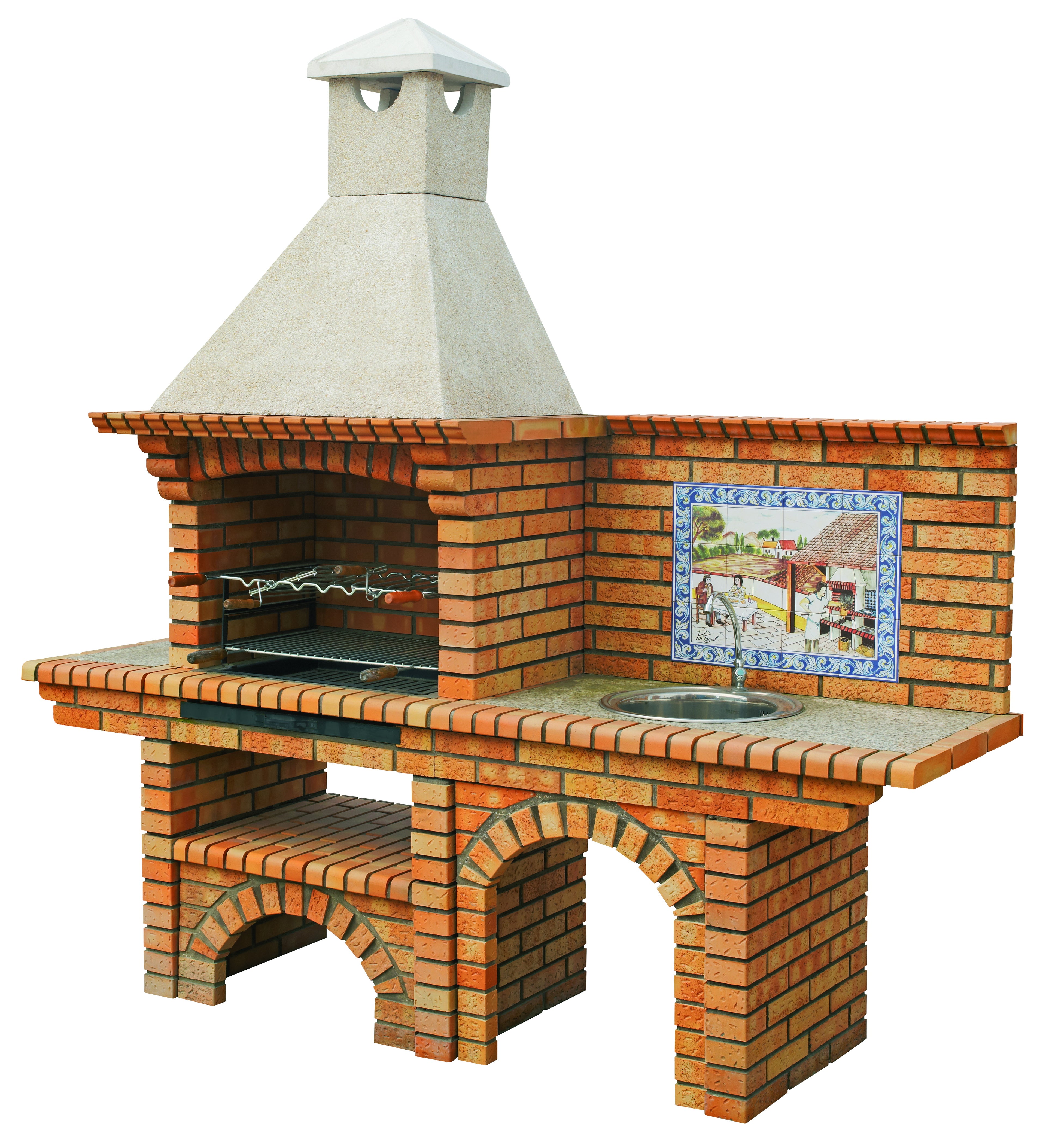 Calabria 502G – Barbecue brique & pierre reconstituée avec plan de travail – ouverture 70 cm