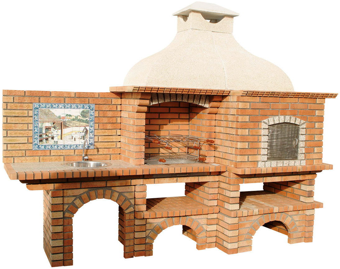 Calabria 902 - Barbecue en brique avec four à bois et évier en option